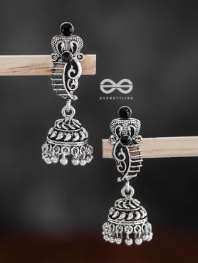 The Cute Little Artwork Jhumkis (Onyx Black) - Tiny Trinket Earrings