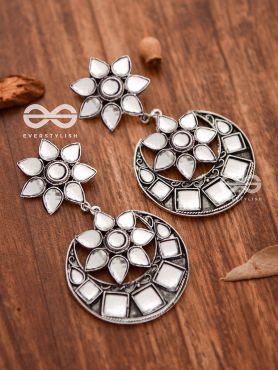 The Queen's Desire - Embellished Oxidised Danglers (Silver)