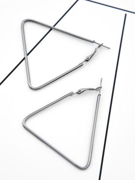 The Everyday Chic - Oversized Rectangle Hoops - Dark Grey