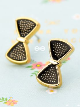 The Little Enamel Bowknot Studs - Black - Tiny Trinket Earrings