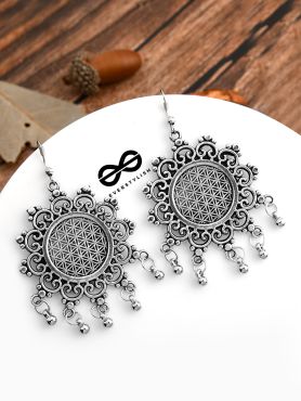 The Meshed Sun - The Oxidised Boho Earrings