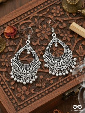 The Dazzling Droplet Danglers - Oxidised Boho Earrings