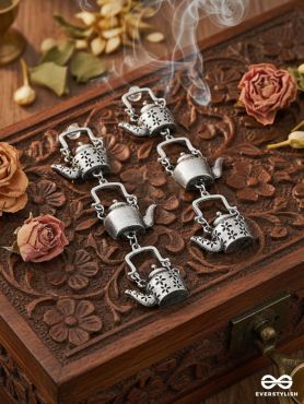 The Layered Kettle Danglers - Oxidised Boho Earrings