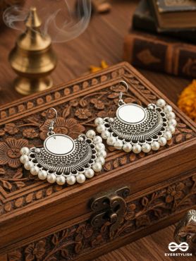 The Elegant Tribals - White - Oxidised Boho Earrings