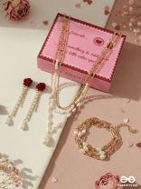 THE MISSIE LIFE - SILKEN PEARLWAY – PEARL EARRINGS, BRACELET & NECKLACE JEWELLERY SET 