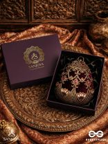 ZEENAT – OVAL DARK PINK VELVET CLUTCH WITH DETAILED EMBELLISHMENT AND GOLDEN METAL FRAME