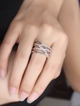Ardent Crisscross Adjustable American Diamond Ring