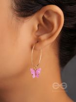 The Beauteous Butterfly Hoops (Pink) - Golden Casual Earrings