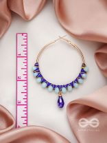 Half Moon Bay - Golden Embellished Earrings (Navy Blue)