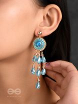 The Elixir Rain- Golden Embellished Earrings