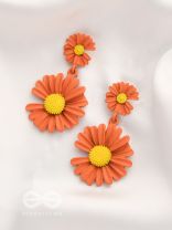 A Field of Flowers - Statement Dangler Earrings (Aerospace orange )