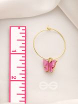 The Beauteous Butterfly Hoops (Pink) - Golden Casual Earrings