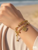 GIORA ITALIA - CUPID LINKS –  STAINLESS STEEL 18K GOLD PLATED ANTI-TARNISH HEART CHARM BRACELET 