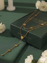 AMANTA FALL – STAINLESS STEEL 18K GOLD PLATED ANTI-TARNISH LAYERED HEART DROP NECKLACE