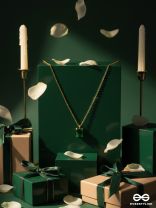 FOREST SIGNET – STAINLESS STEEL 18K GOLD PLATED ANTI-TARNISH GREEN STONE PENDANT NECKLACE