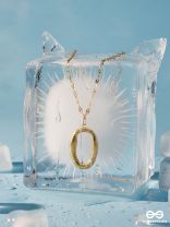 OVALE SIGNET – STAINLESS STEEL 18K GOLD PLATED ANTI-TARNISH OPEN PENDANT NECKLACE