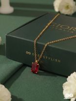 SCARLET MARK – STAINLESS STEEL 18K GOLD PLATED ANTI-TARNISH RED STONE PENDANT NECKLACE