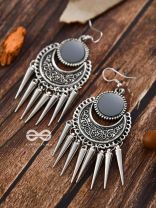 The Badass Mirror Motifs - Oxidised Boho Earrings