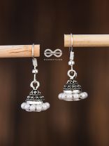 The Little Braided Pearl Jhumkis - Oxidised Boho Earrings