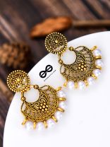 The Golden Pearl Artwork - Oxidised Boho Earrings