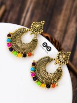 The Elegant Motif Pearls (Golden-Multicolour) - Oxidised Boho Earrings