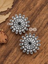 The Bohemian Intricate Sun (Onyx Black) - Embellished Oxidised Studs