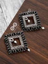 The Elegance Squared Studs (Onyx Black)- Embellished Oxidised Collection