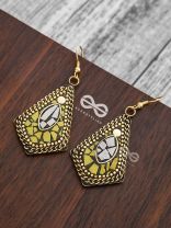 A Handcrafted Delight - Golden Yellow Tribal Style Earrings