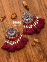 The Enamelled Artwork Tassels (Burgundy) - Oxidised Boho Earrings