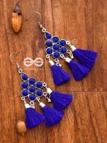 The Enamelled Tassels (Royal Blue) - Embellished Oxidised Earrings