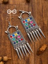 The Embellished Squares - Oxidised Boho Earrings