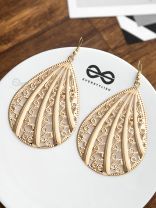 The Intricate Meshed Leaves - Golden Casual Earrings