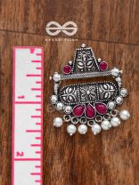 The Boho chic Intricate Embellished statement earrings (Ruby Red)