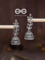 The Bohemian Leaflet Jhumkis - Oxidised Boho Collection