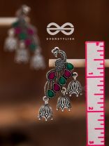 The Embellished Intricate Peacock Triple jhumkis