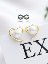 The Heart of Gold- Golden Pearl Stud Earrings