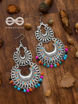 The Colourful Double Layered Enamelled Motif Moon Danglers