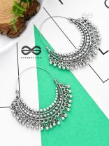 The Dotted Dangling hoops - Oxidised Boho Earrings