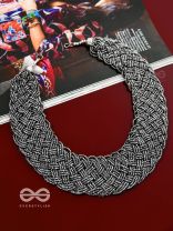 The Beauteous Braided Criss-Cross Beaded Necklace (Silver)