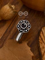 The Flower of Ikigai- Oxidised Non-pierced Nosering(Black)