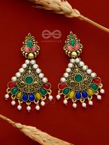 The Embellished Intricacy - Golden Statement Earrings