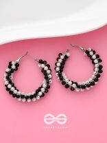 The Beaded Twists - Statement Hoops (Black-White)