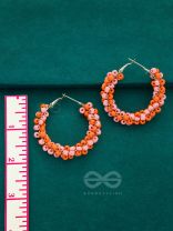 The Beaded Twists - Statement Hoops (Orange-Pink)