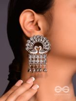 A Peacock's Stolen Kiss- Oxidised Boho Earrings