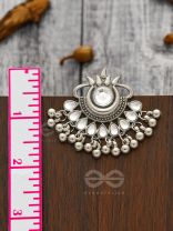 A Bohemian Tale - Embellished Oxidised Earrings (White)
