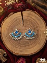 A Bohemian Tale - Embellished Oxidised Earrings (Teal Blue)