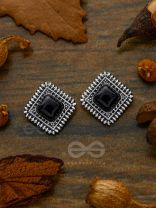 Onyx in a Maze of Silver - Tiny Trinket Earrings