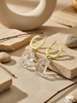 Fire and Ice- Silver and Yellow Earrings
