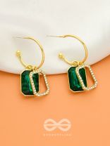 Blazing Jades- Rhinestones Studded Golden and Green Crystal Earrings