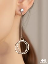 Dangly Discs - Solitaire Studded Silver Earrings